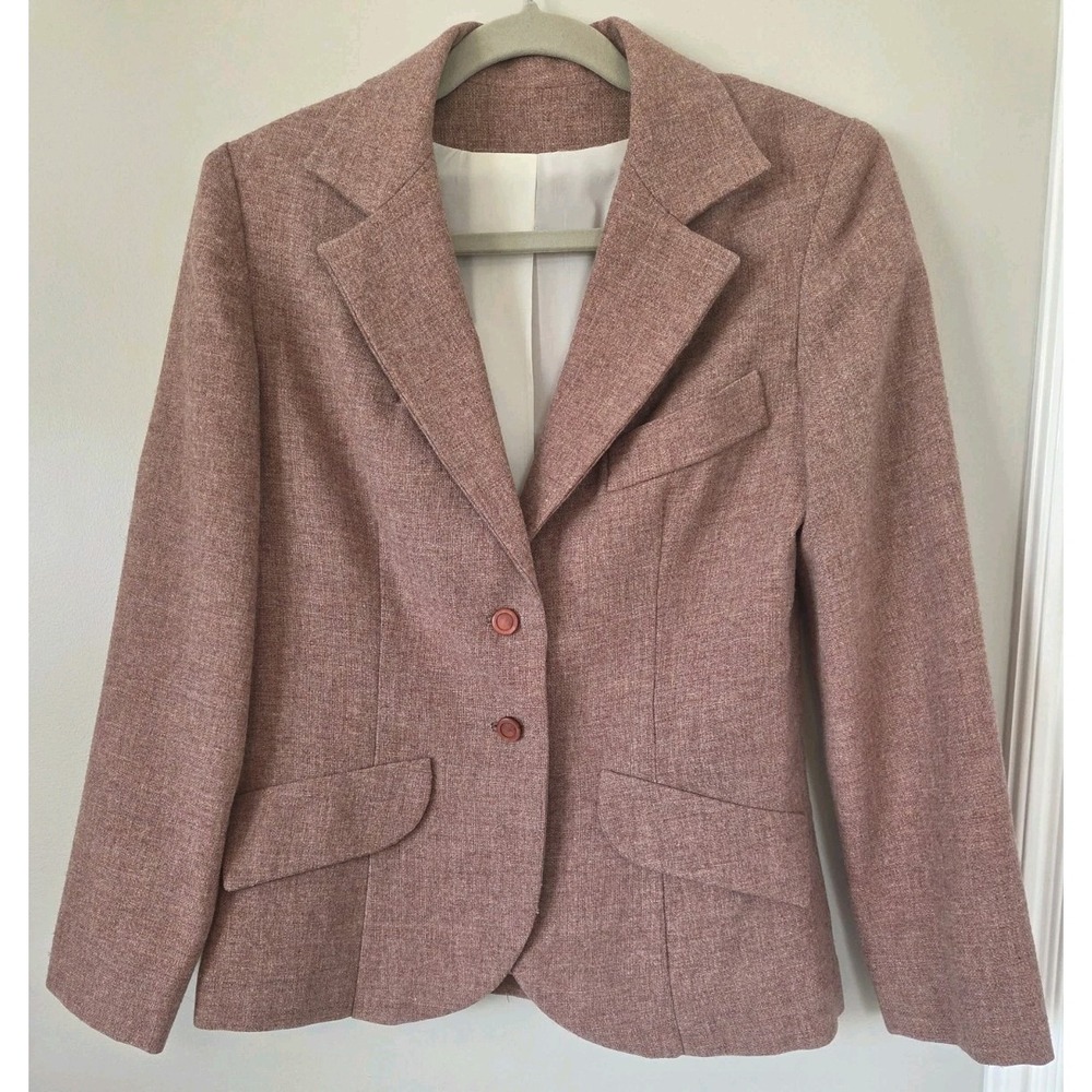 Vintage Handmade Tweed Blazer Mauve Pink Women's Size S